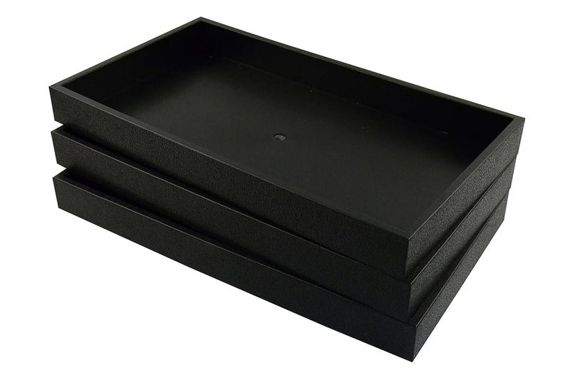 Regal Pak 3-Piece 1.5-Inch Deep Black Full Size Plastic Stackable Jewelry Tray 14 3/4" X 8 1/4" X 1 1/2"H